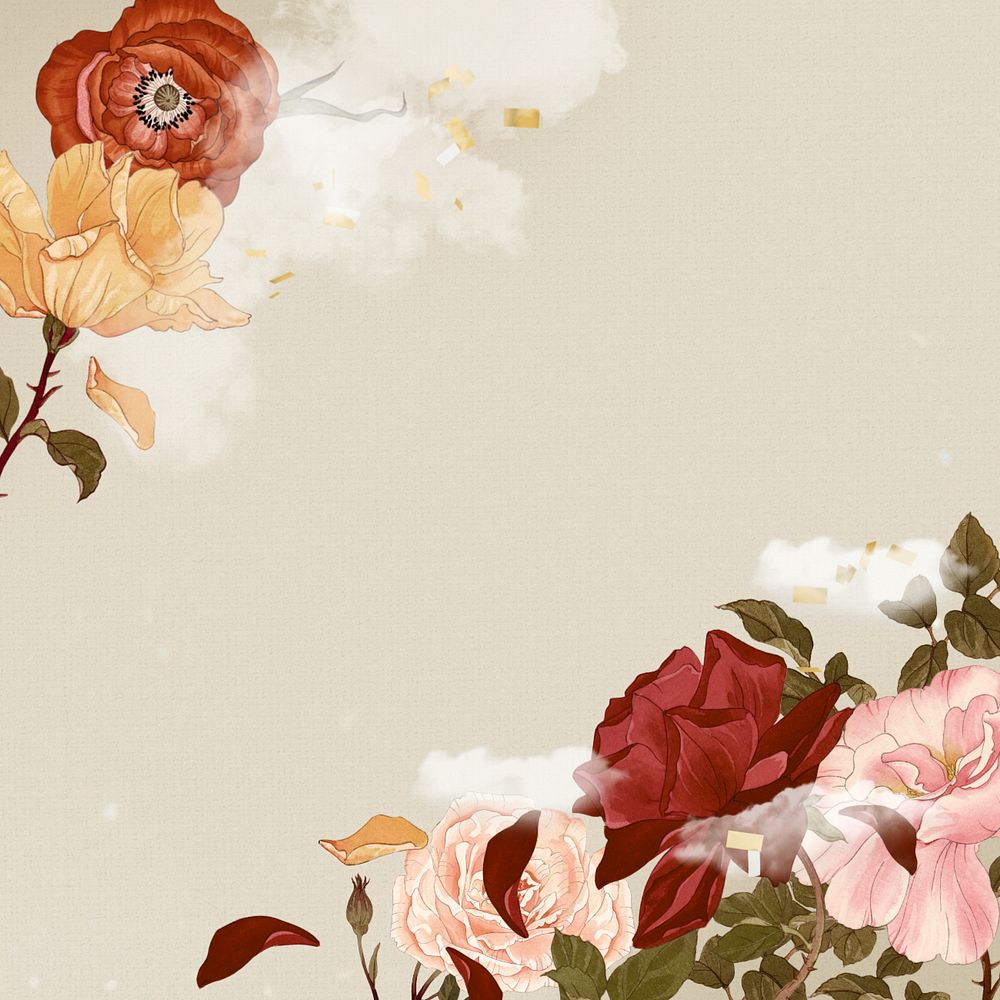 Vintage flower border background.  Remixed by rawpixel.