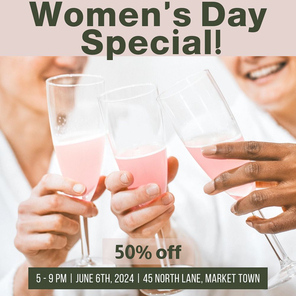 Women's day deal Facebook post template, editable social media ad