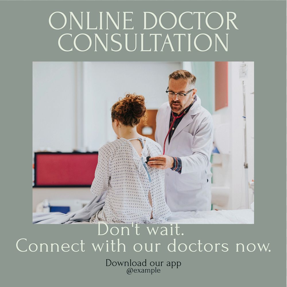 Online doctor consultation Facebook post template, editable social media ad