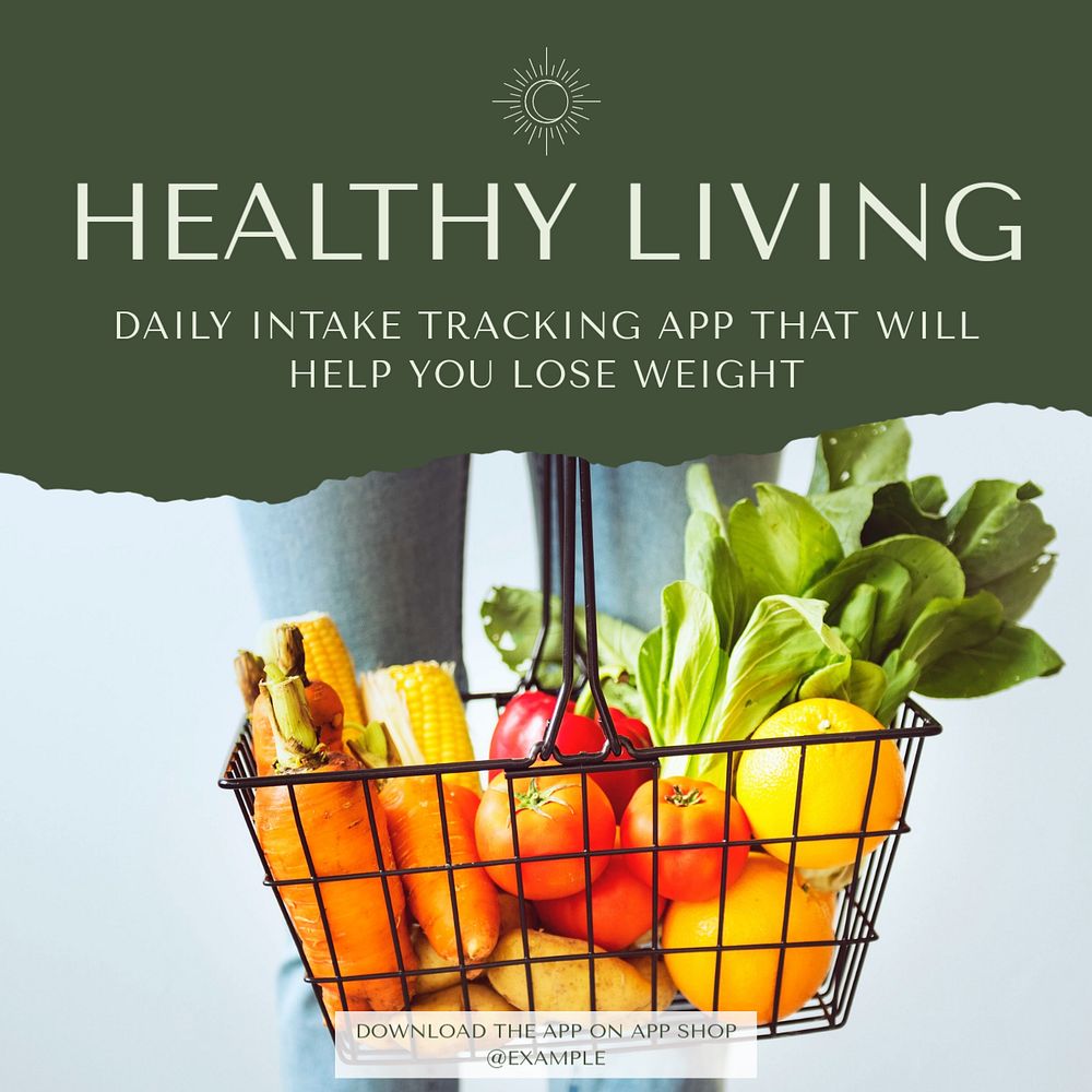 Healthy living Facebook post template, editable social media ad