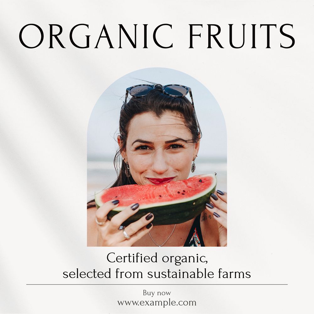 Organic fruits Facebook post template, editable social media ad