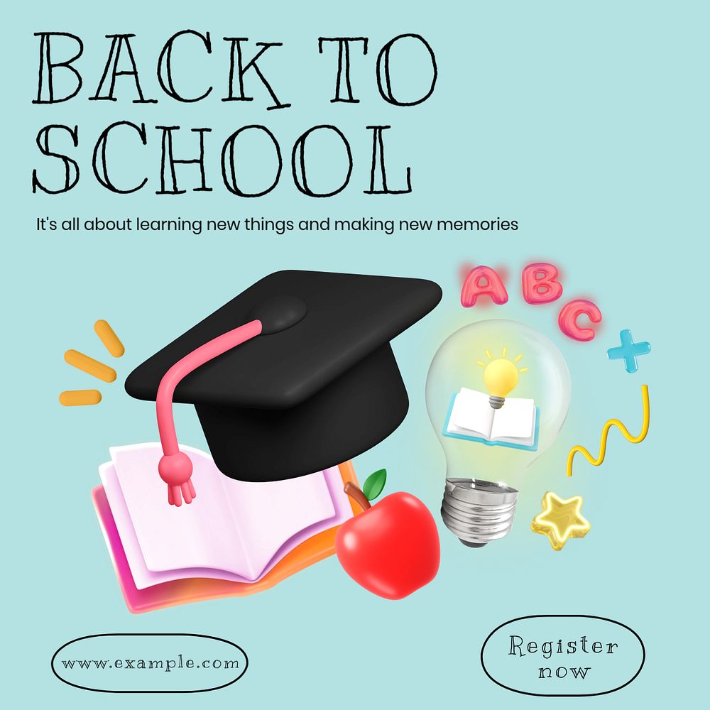 Back to school Instagram post template, editable text