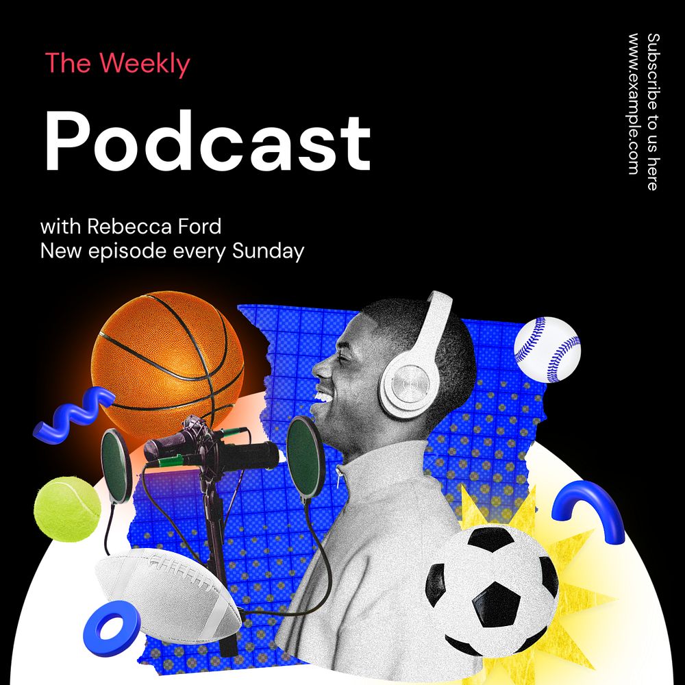 Weekly podcast Instagram post template, editable text