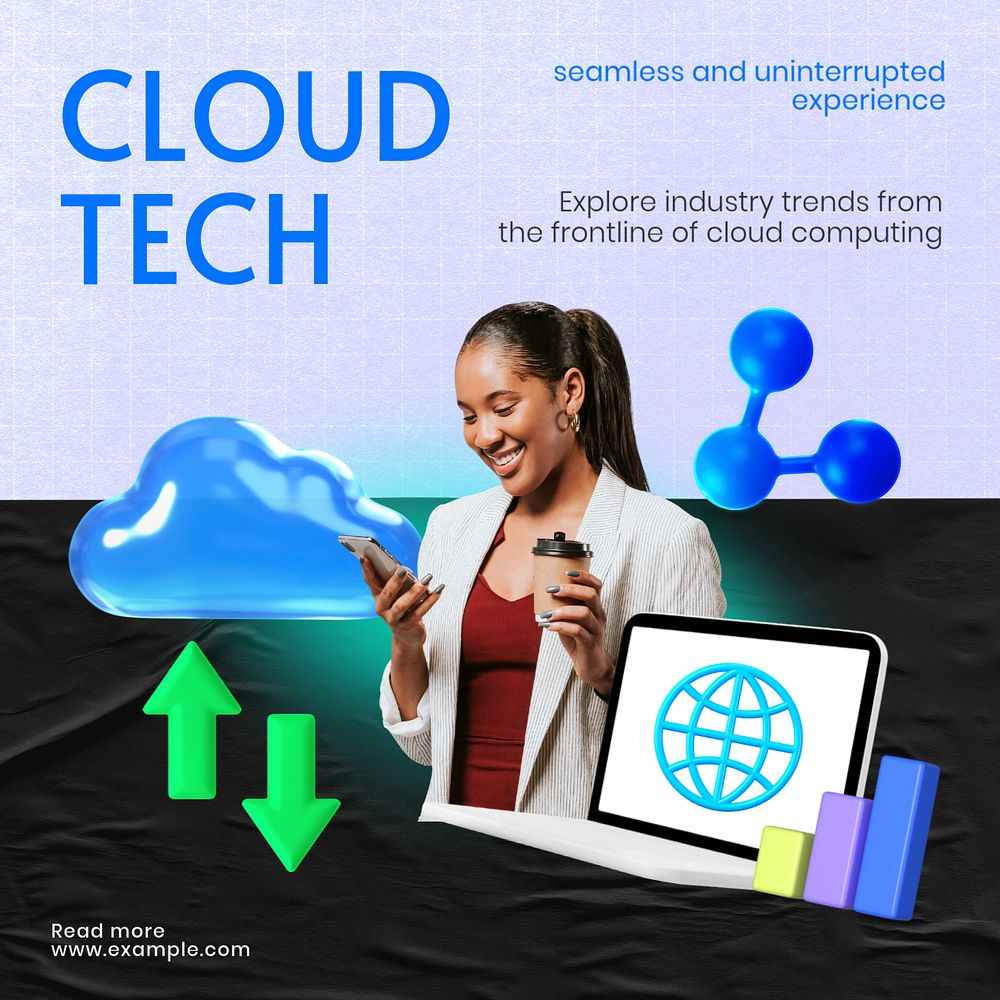 Cloud tech Instagram post template, editable text