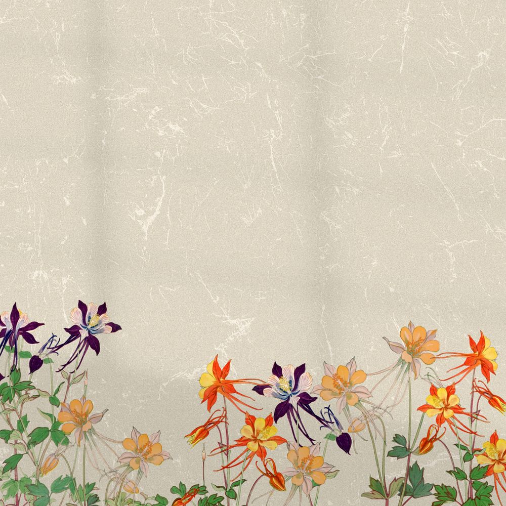 Floral illustration border background.  Remixed by rawpixel.