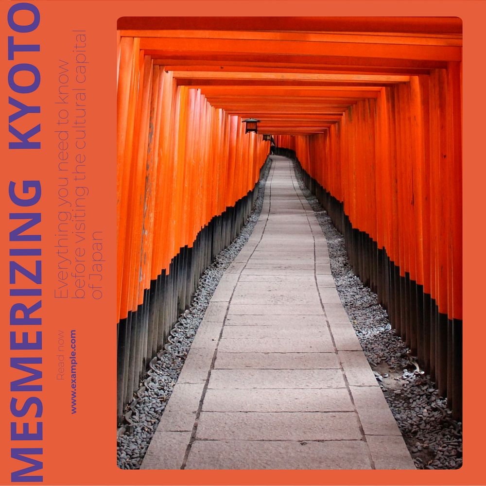 Kyoto travel Facebook post template, editable social media ad