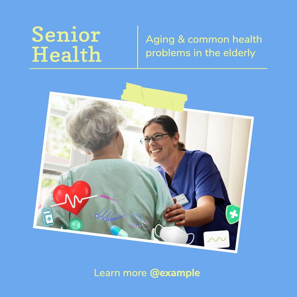 Senior health Instagram post template, editable text