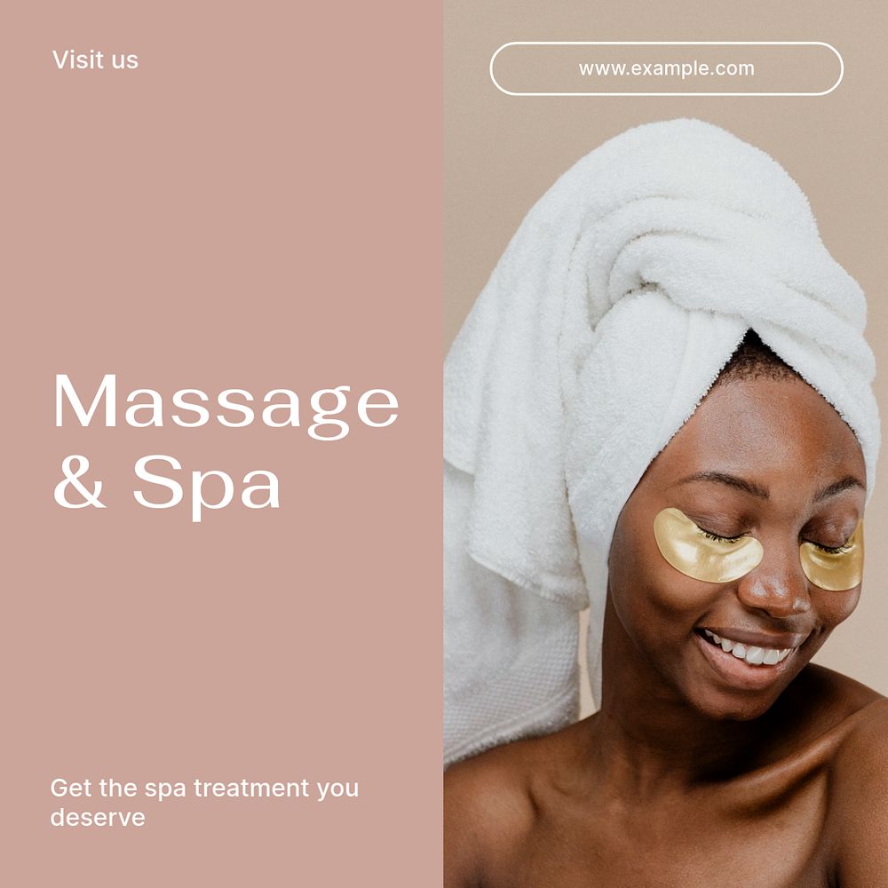 Massage & spa Facebook post template, editable social media ad