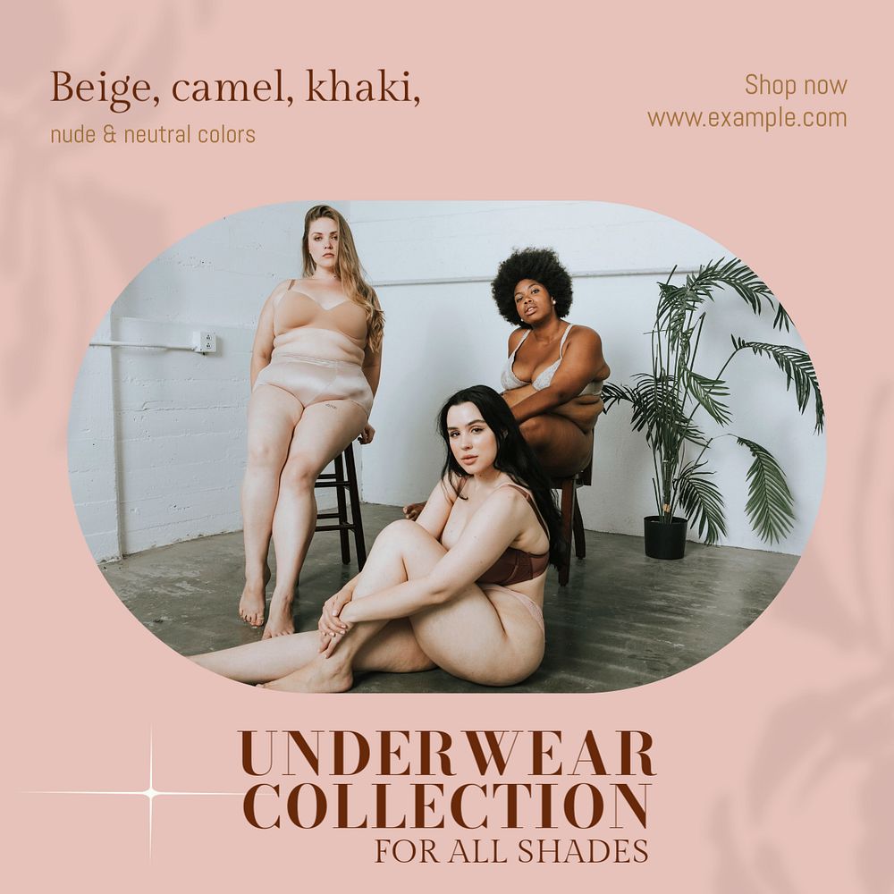 Underwear collection Facebook post template, editable social media ad