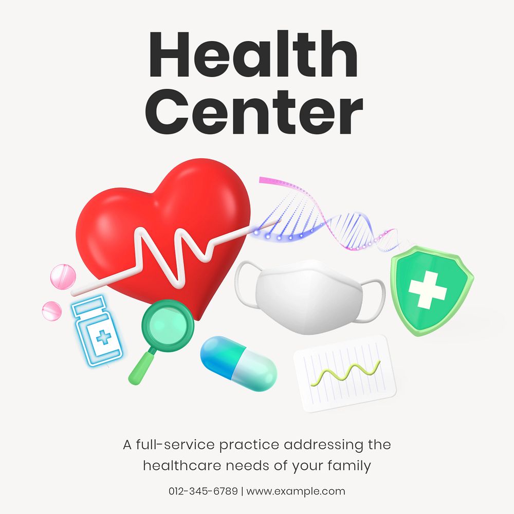 Health center Facebook post template, editable design