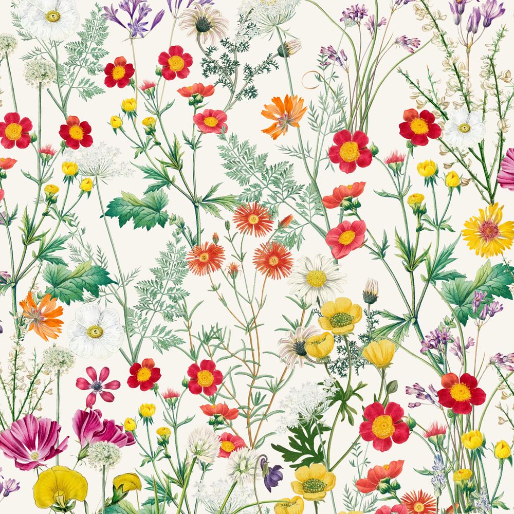 Spring flower pattern background, aesthetic botanical illustration, editable design