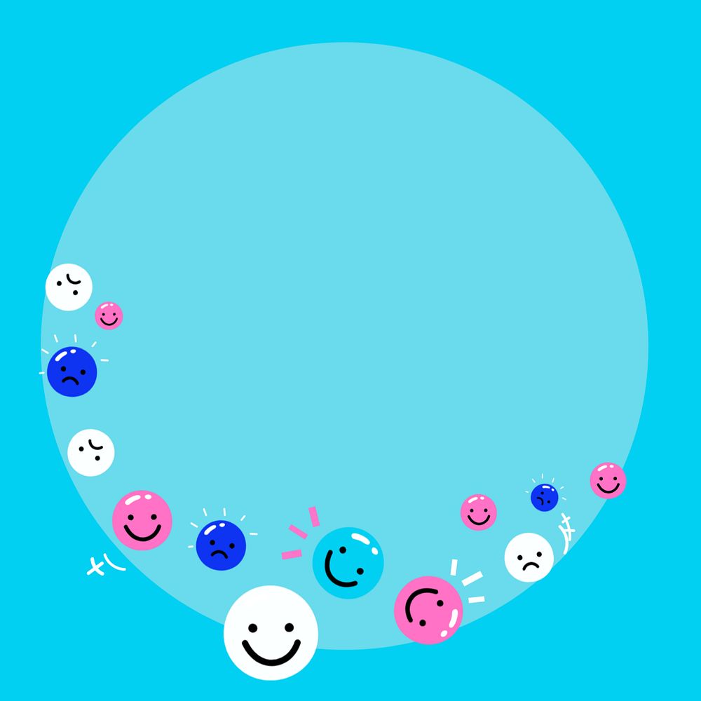 Smile emoticon frame background, editable colorful design