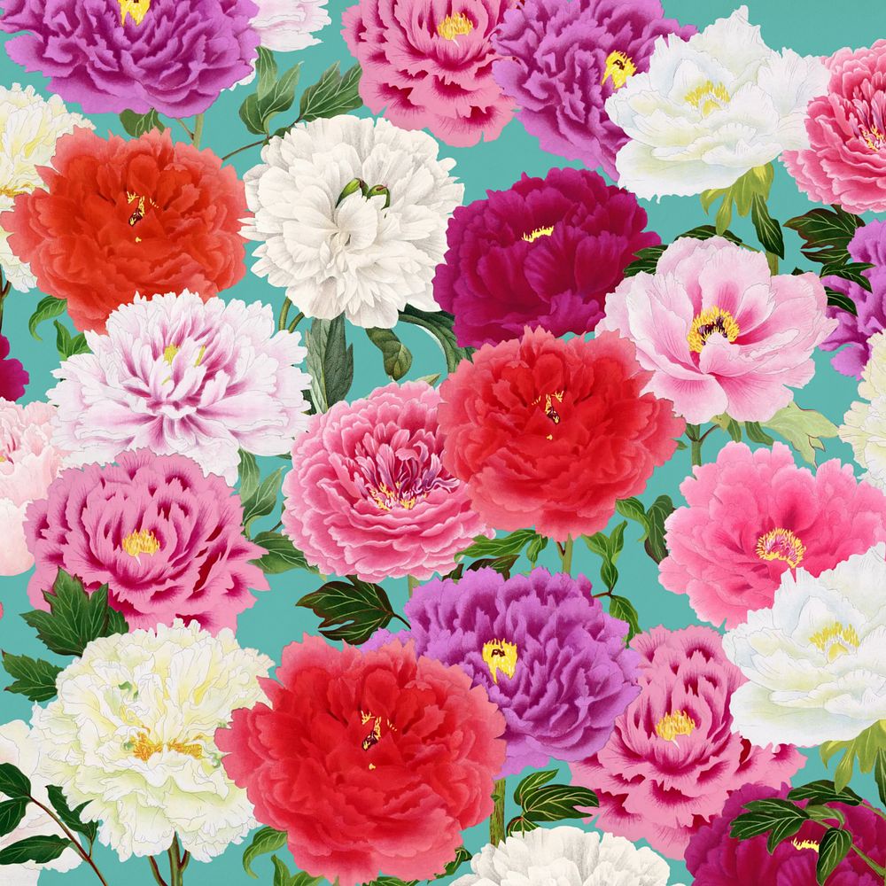 Colorful carnation flowers background, botanical pattern illustration, editable design