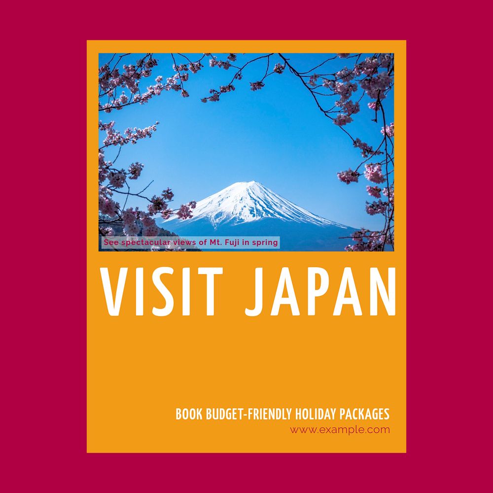 Visit Japan Facebook post template, editable social media ad