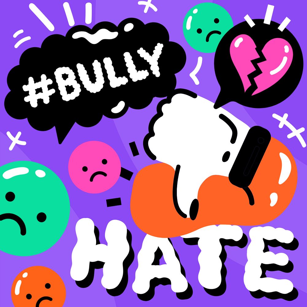 Bullying illustration background, editable colorful design