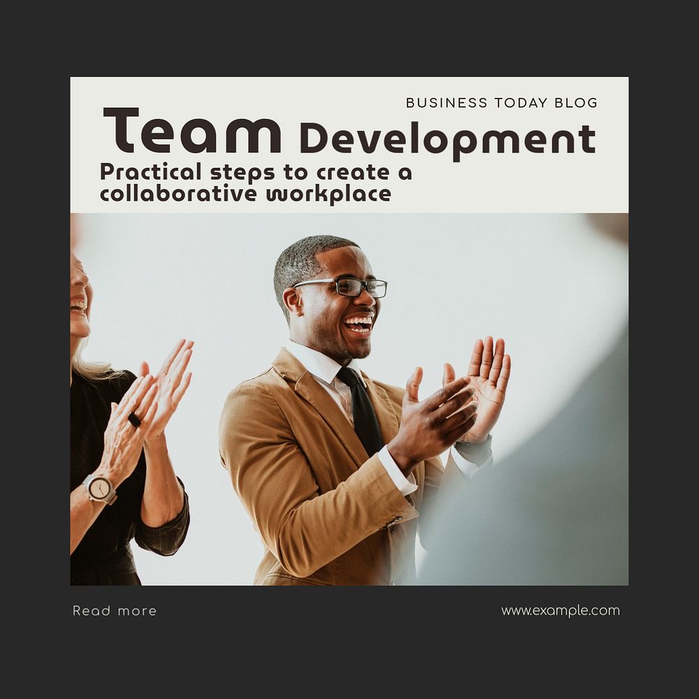 Team development Facebook post template, editable social media ad