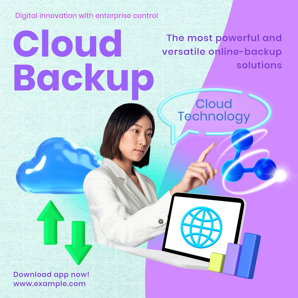 Cloud backup Instagram post template, editable text