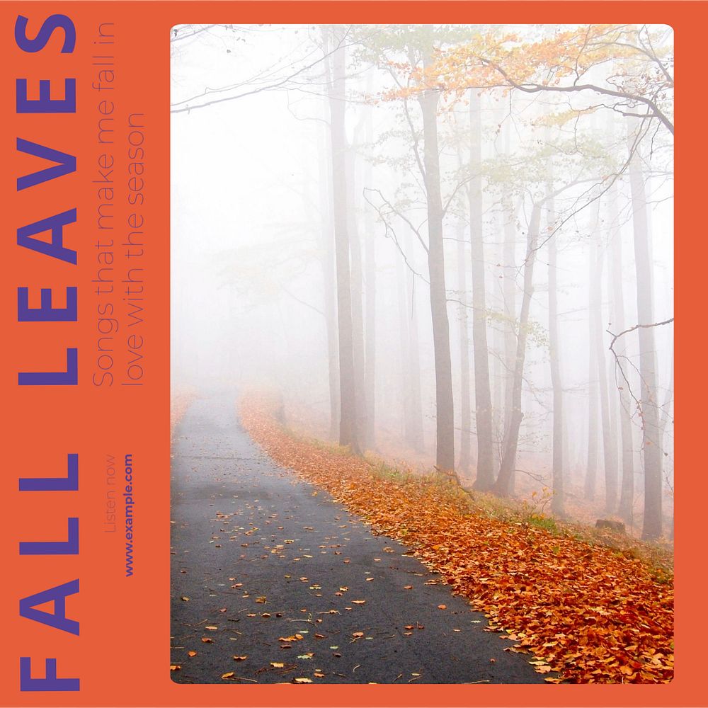 Fall playlist Facebook post template, editable social media ad