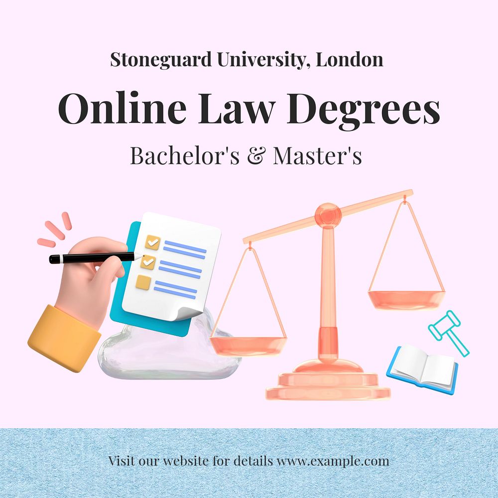 University law degrees Instagram post template, editable text