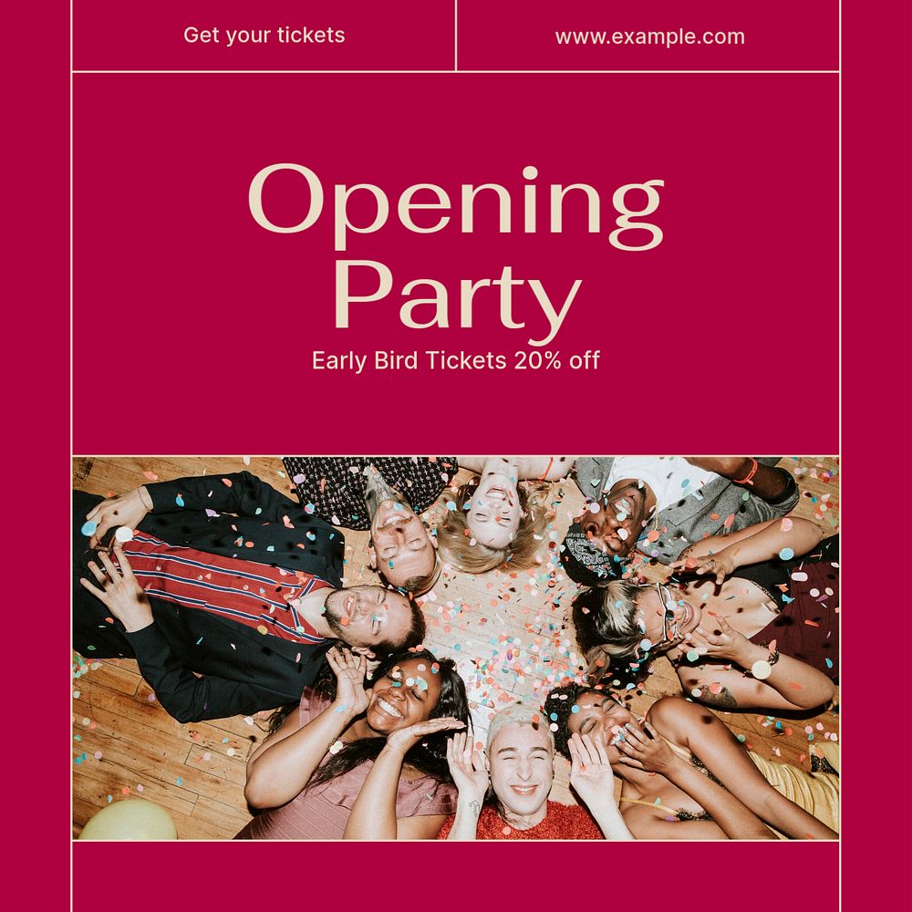 Opening party Facebook post template, editable social media ad