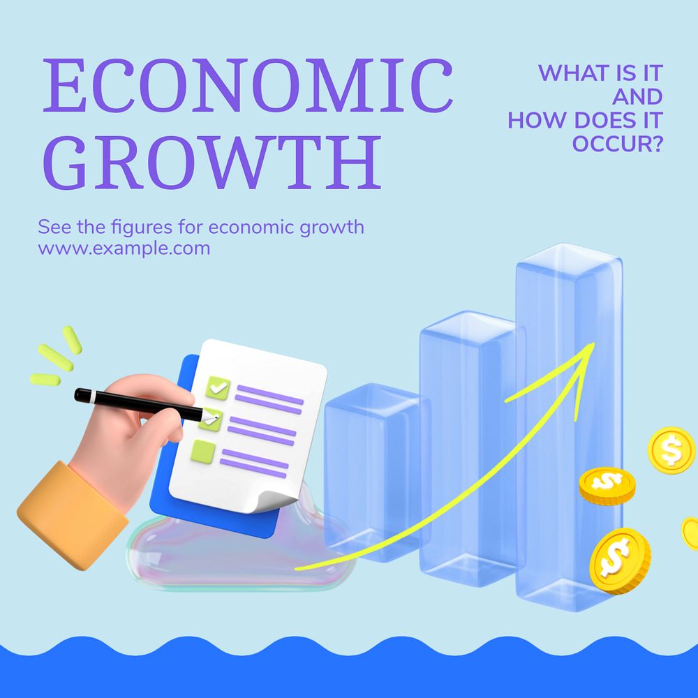 Economic growth Instagram post template, editable text