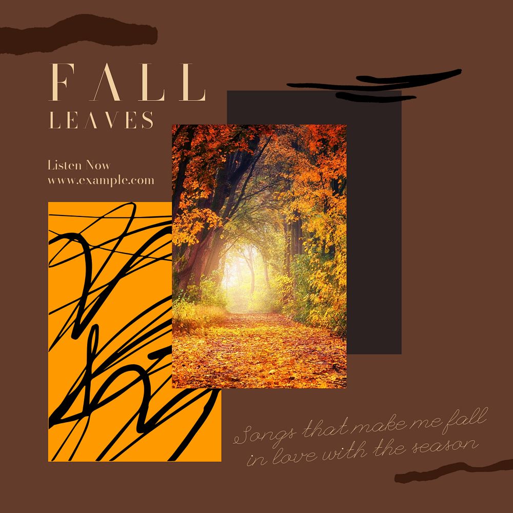 Fall playlist Facebook post template, editable social media ad