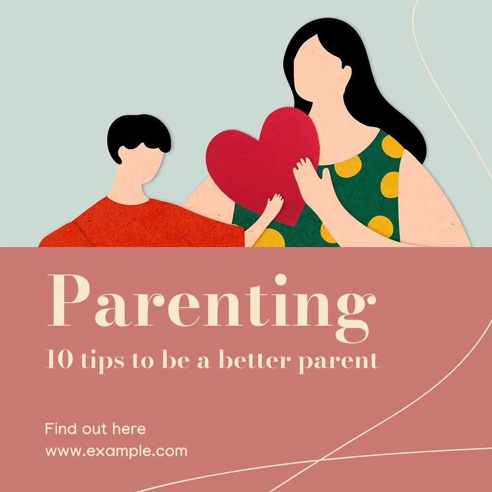 Parenting tips Facebook post template, editable social media ad