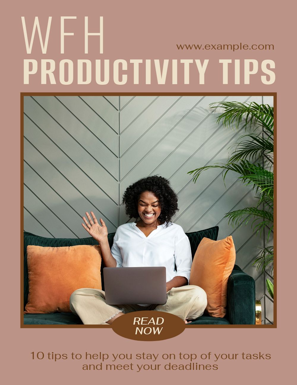 WFH productivity tips flyer template, editable ad