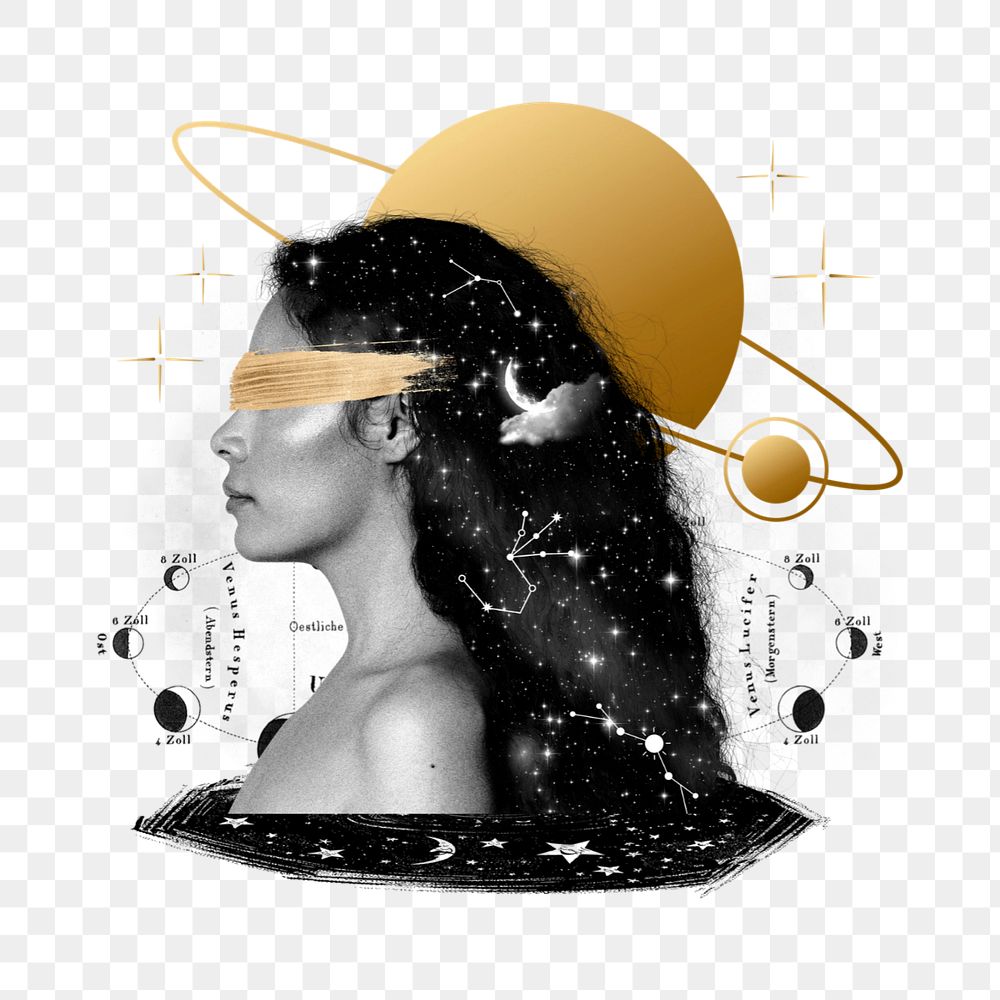 Astrology goddess png, celestial art collage, editable design