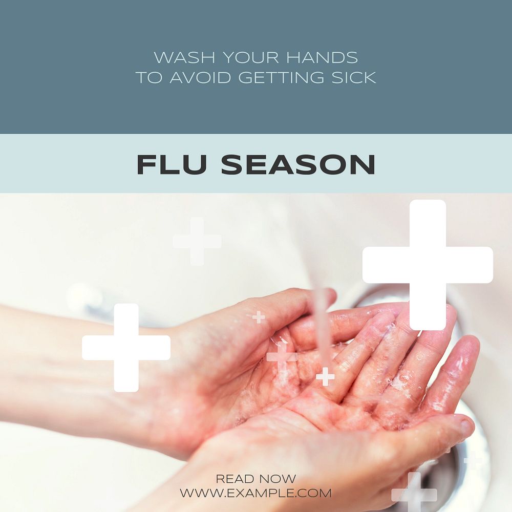 Flu season Facebook post template, editable social media ad