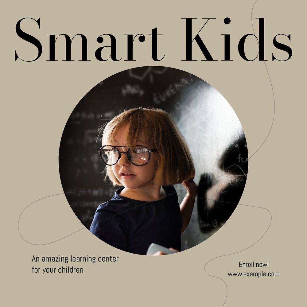 Smart kids center Facebook post template, editable social media ad