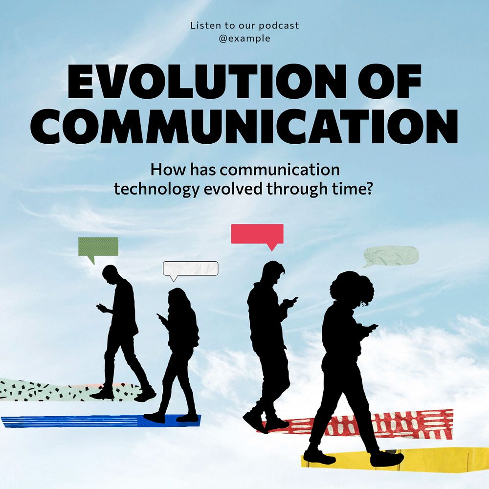 Evolution of communication Instagram post template, editable text