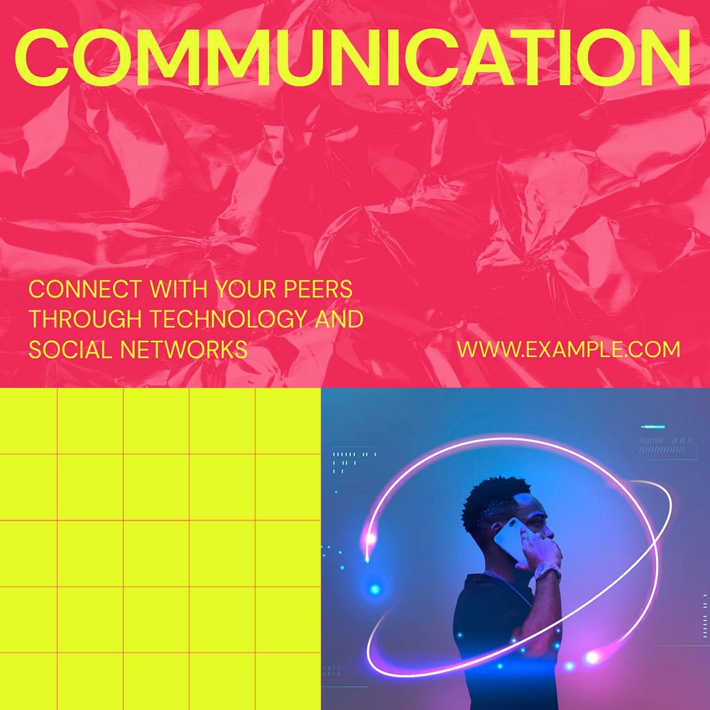 Communication tech Facebook post template, editable social media ad