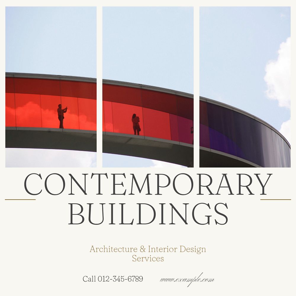 Contemporary buildings Facebook post template, editable social media ad