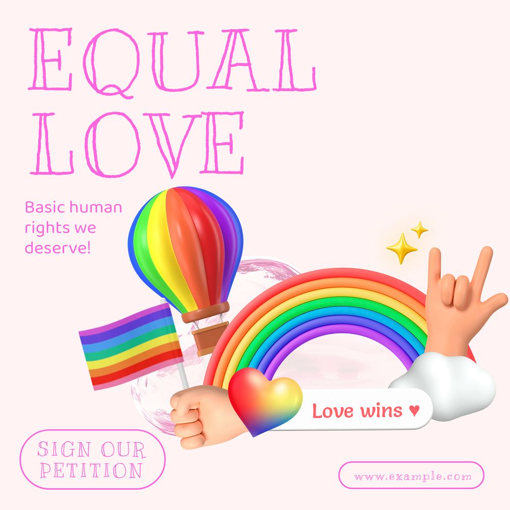 Equal love Instagram post template, editable text