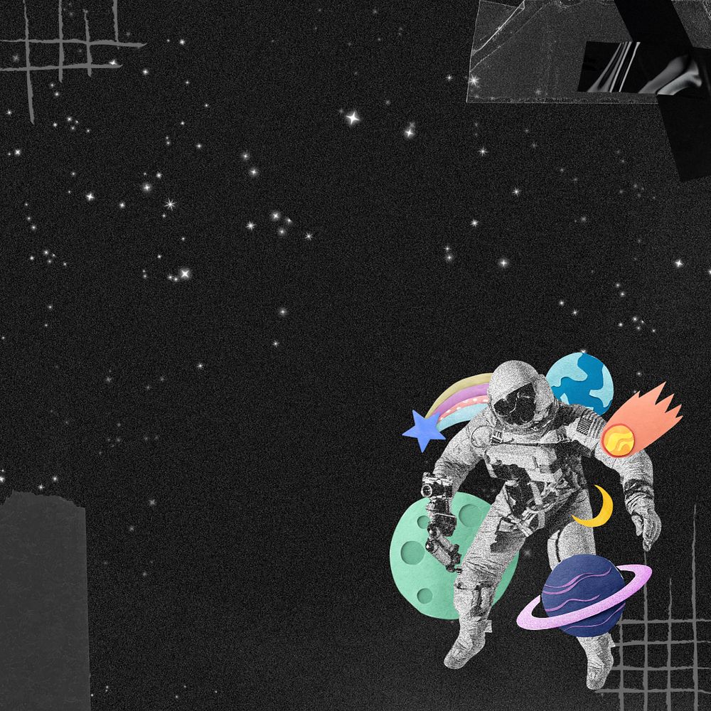 Astronaut space aesthetic background, paper collage art, editable design