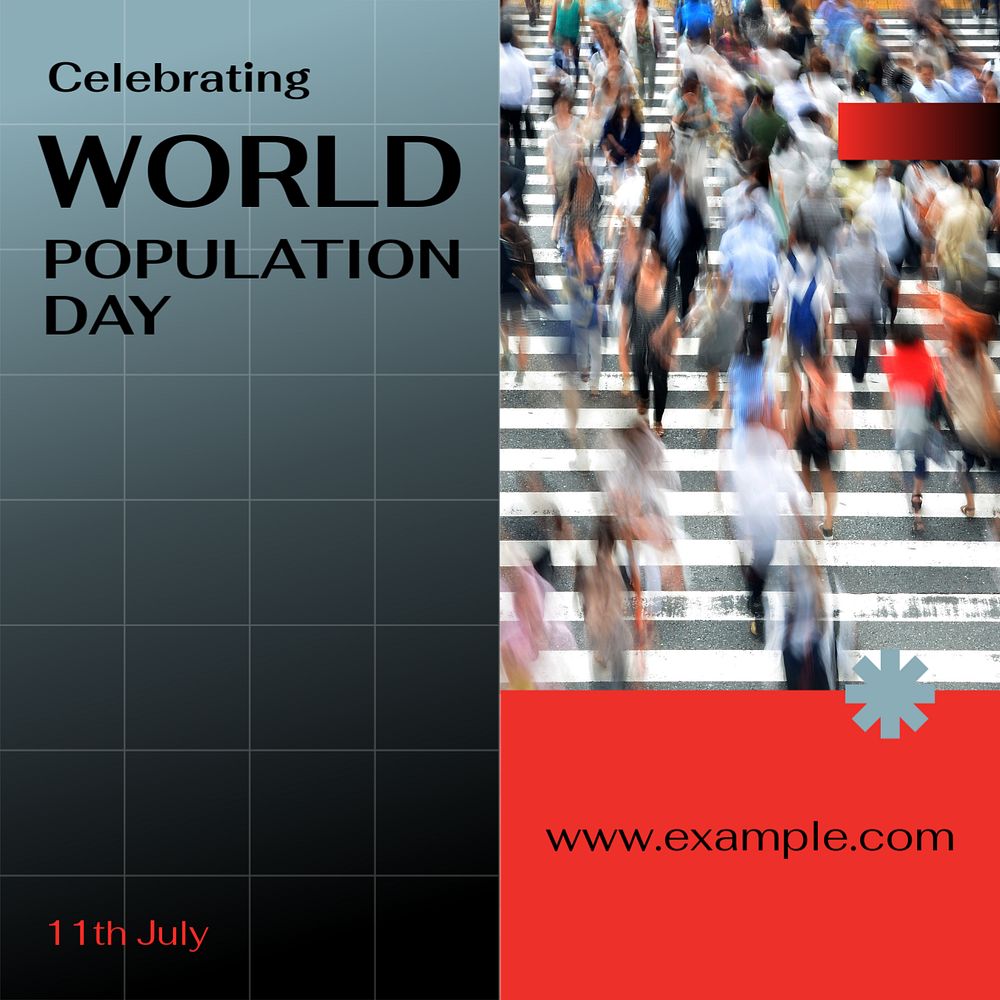 World population day Facebook post template, editable social media ad