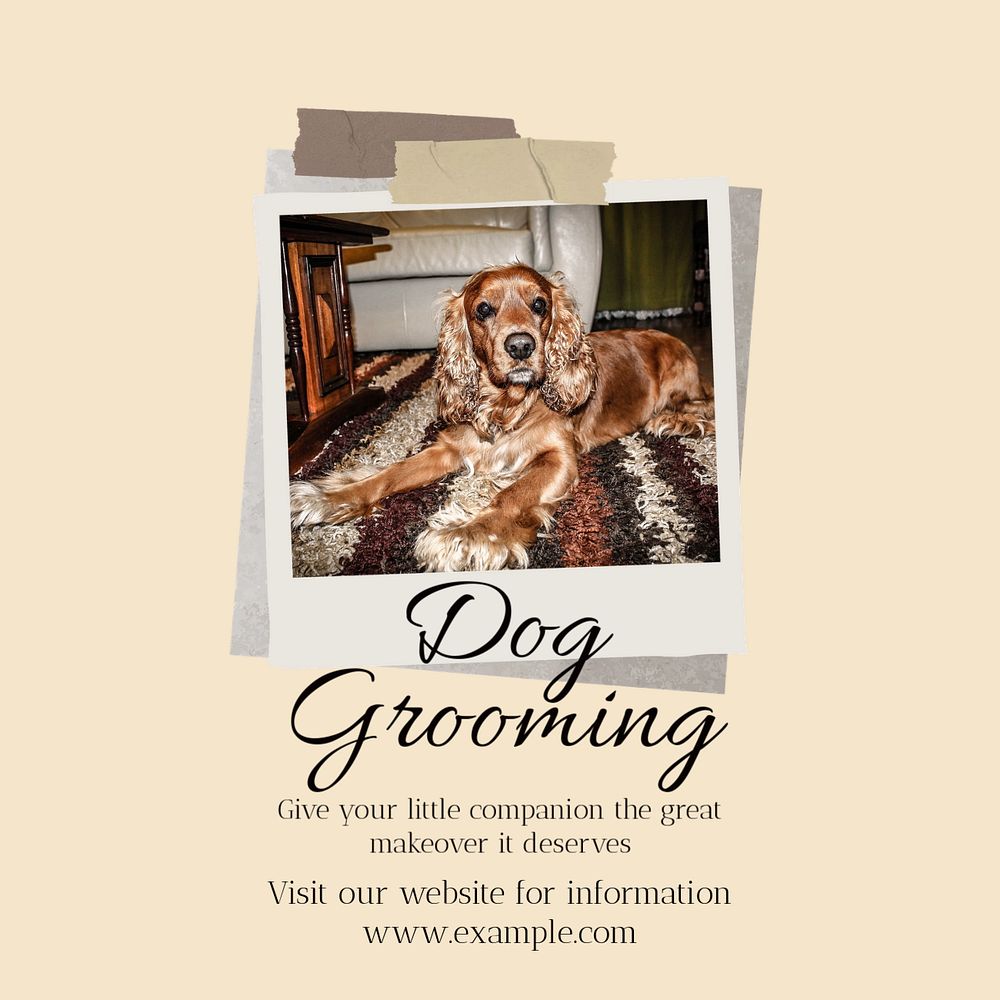 Dog grooming Facebook post template, editable social media ad