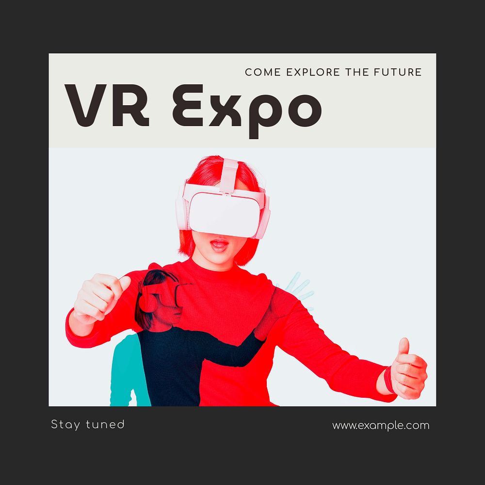 VR expo Facebook post template, editable social media ad