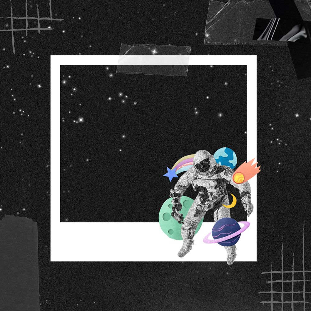 Astronaut frame, space aesthetic collage art, editable design