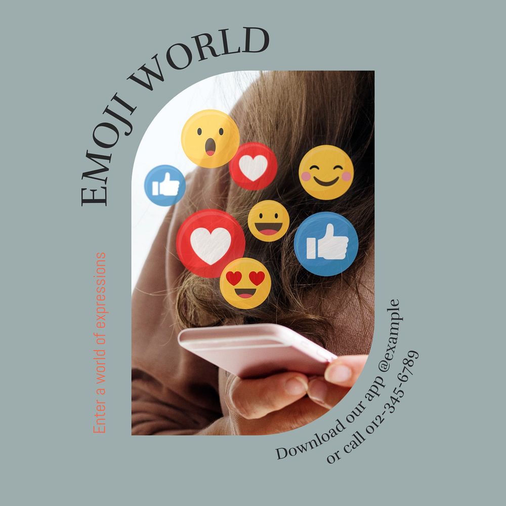 Emoji world Facebook post template, editable social media ad