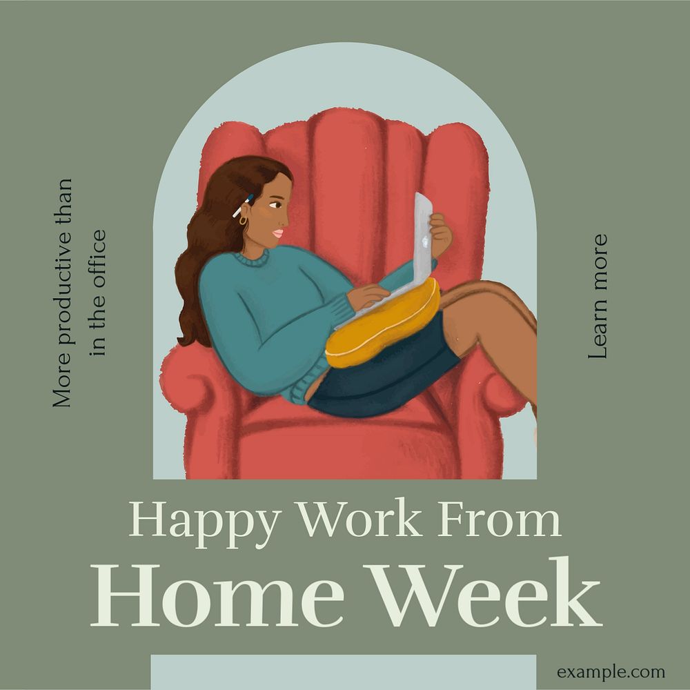 Work from home Facebook post template, editable social media ad