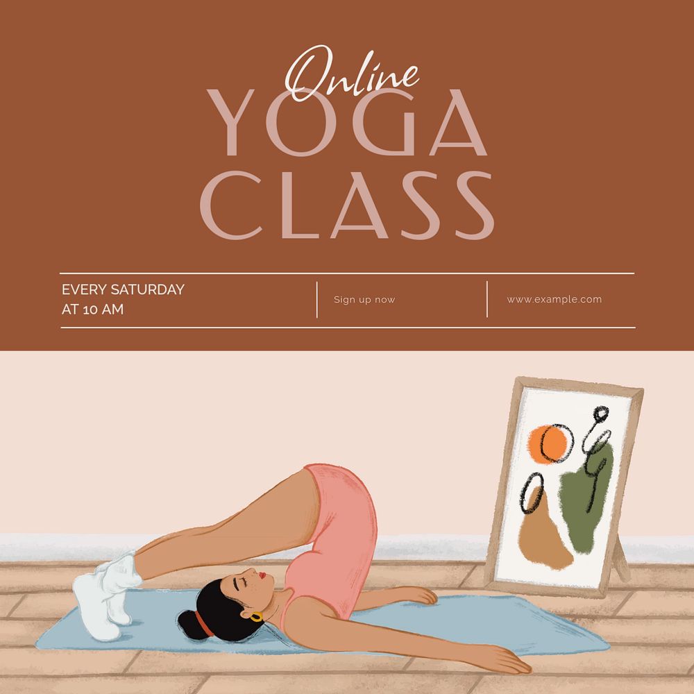 Online yoga class Facebook post template, editable social media ad