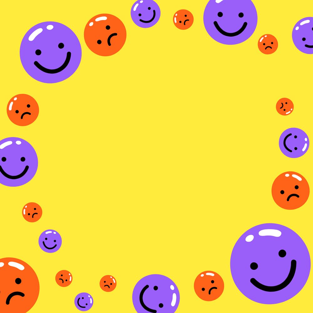 Funky emoticons frame background, editable colorful design