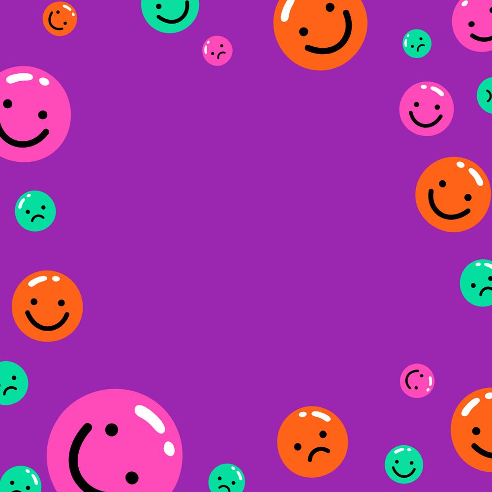 Funky emoticons frame background, editable colorful design