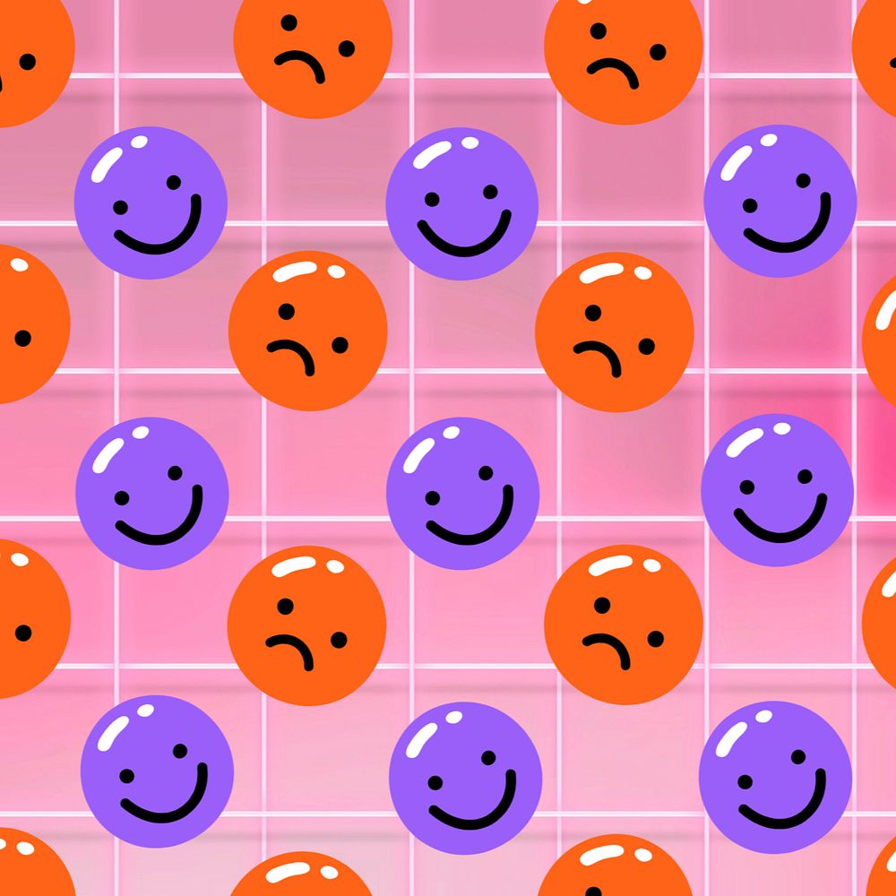 Happy & sad pattern background, editable colorful design