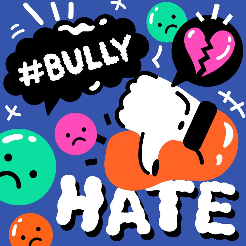 Bullying illustration background, editable colorful design