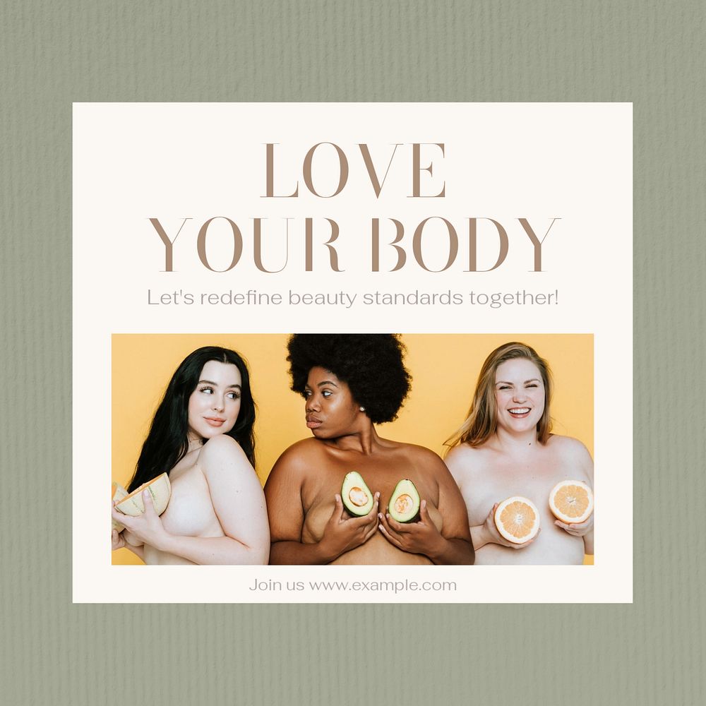 Body image Facebook post template, editable social media ad