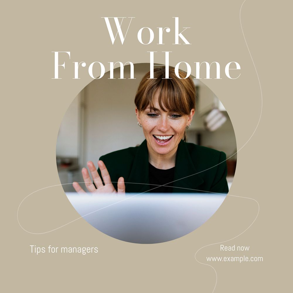 Work from home Facebook post template, editable social media ad