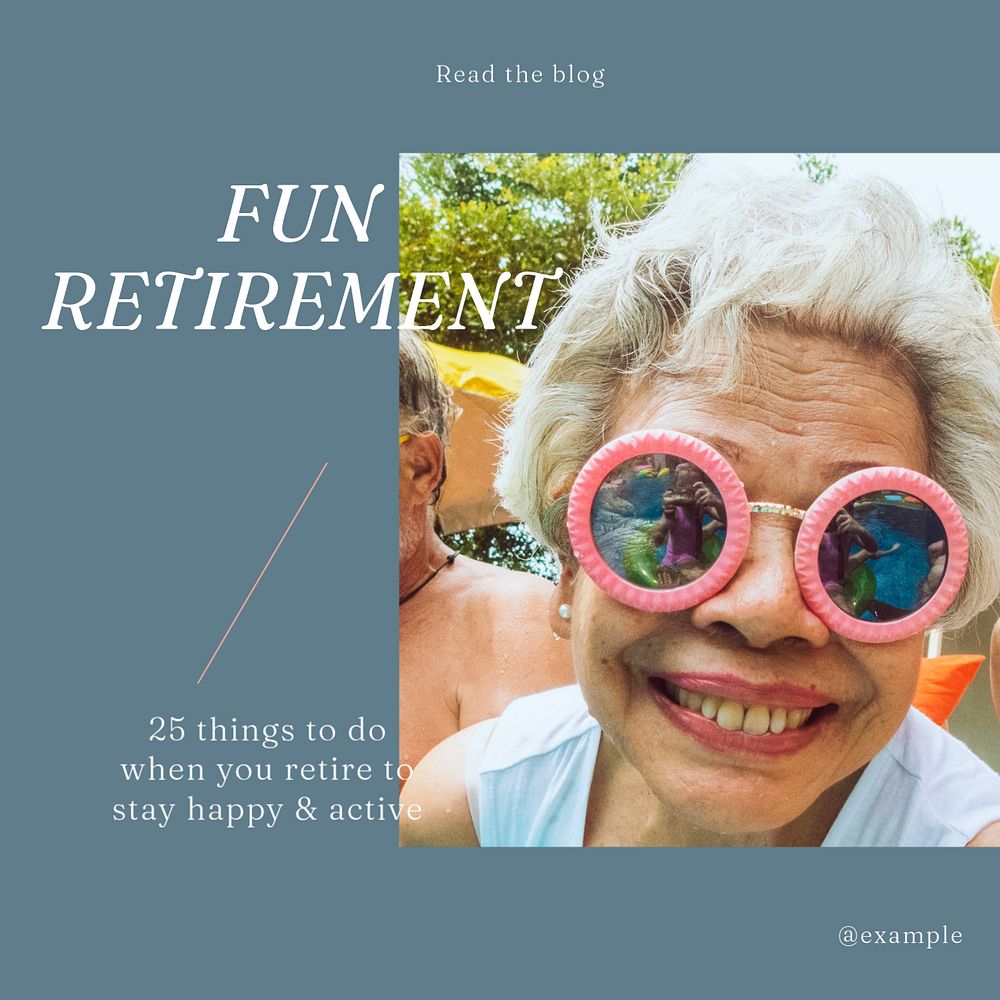 Fun retirement Facebook post template, editable social media ad